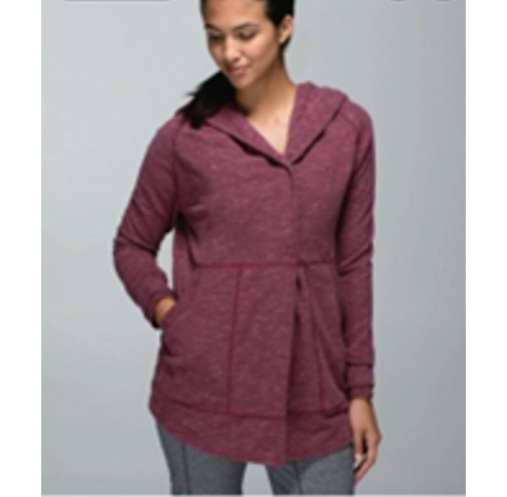 Lululemon Find Your Centre Wrap Hoodie Heathered Marled Rust Berry 4 Burgundy